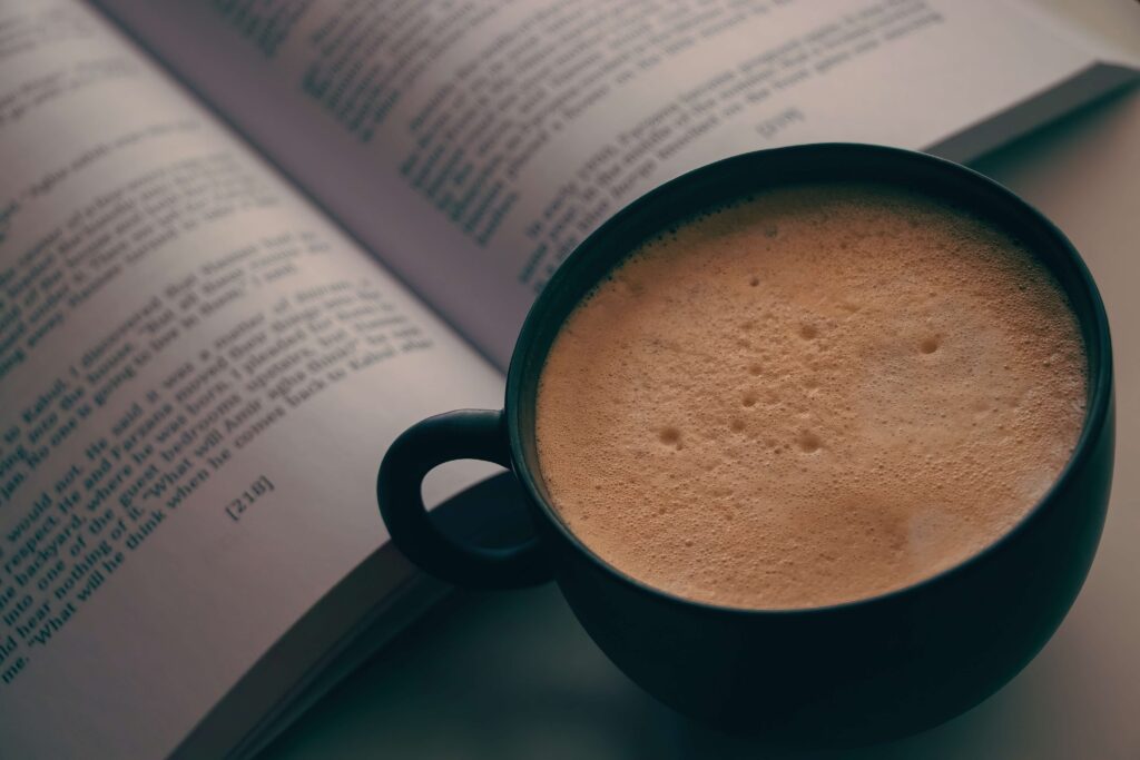 Coffee and an open book