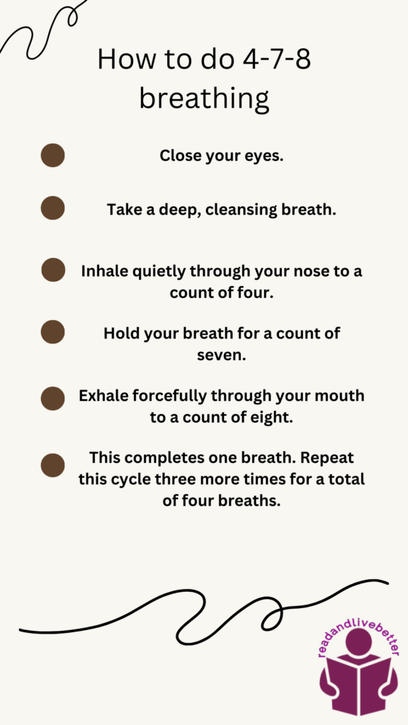 Infographic describing how to do 4-7-8 breathing