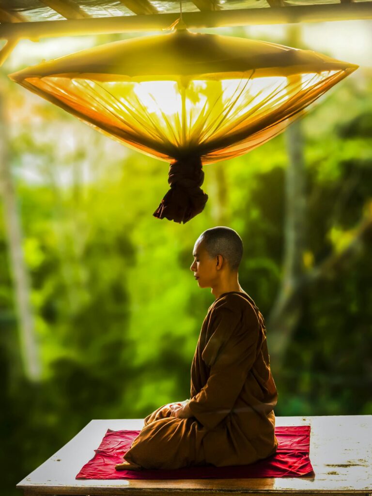 Monk in deep meditation