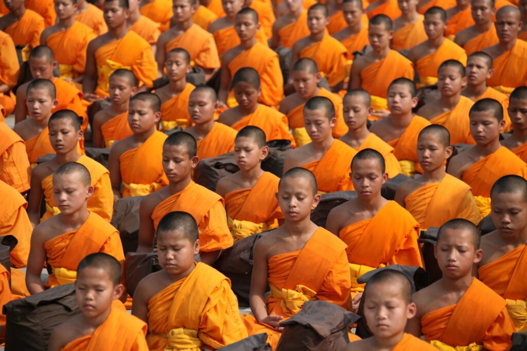 Budhist Monks in Deep Meditative State